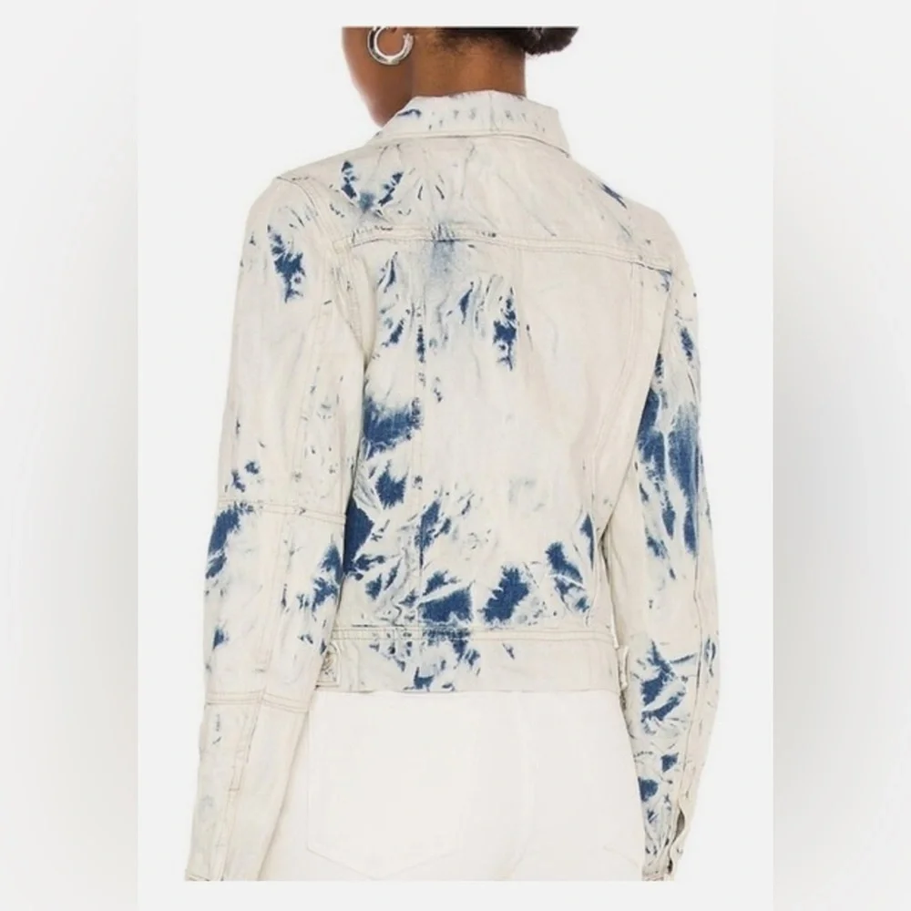 Free People Rumors Jones Tie Dye Blue Denim Jean Jacket Size XS EXTRA SMALL - Picture 5 of 10